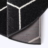 Trellis Uni Rond Effen Laagpolig Vloerkleed Modern Zwart