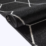 Trellis Uni Effen Laagpolig Vloerkleed Modern Zwart