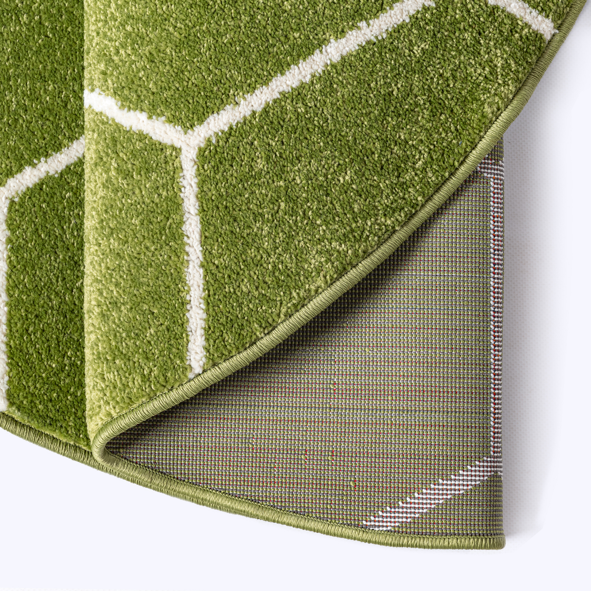 Trellis Uni Rond Effen Laagpolig Vloerkleed Modern Groen