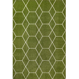 Trellis Uni Effen Laagpolig Vloerkleed Modern Groen