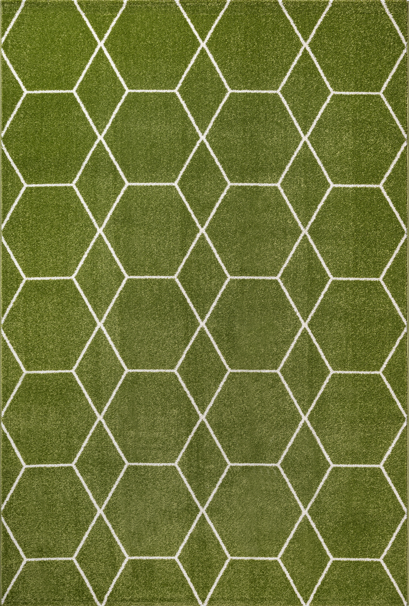 Trellis Uni Effen Laagpolig Vloerkleed Modern Groen