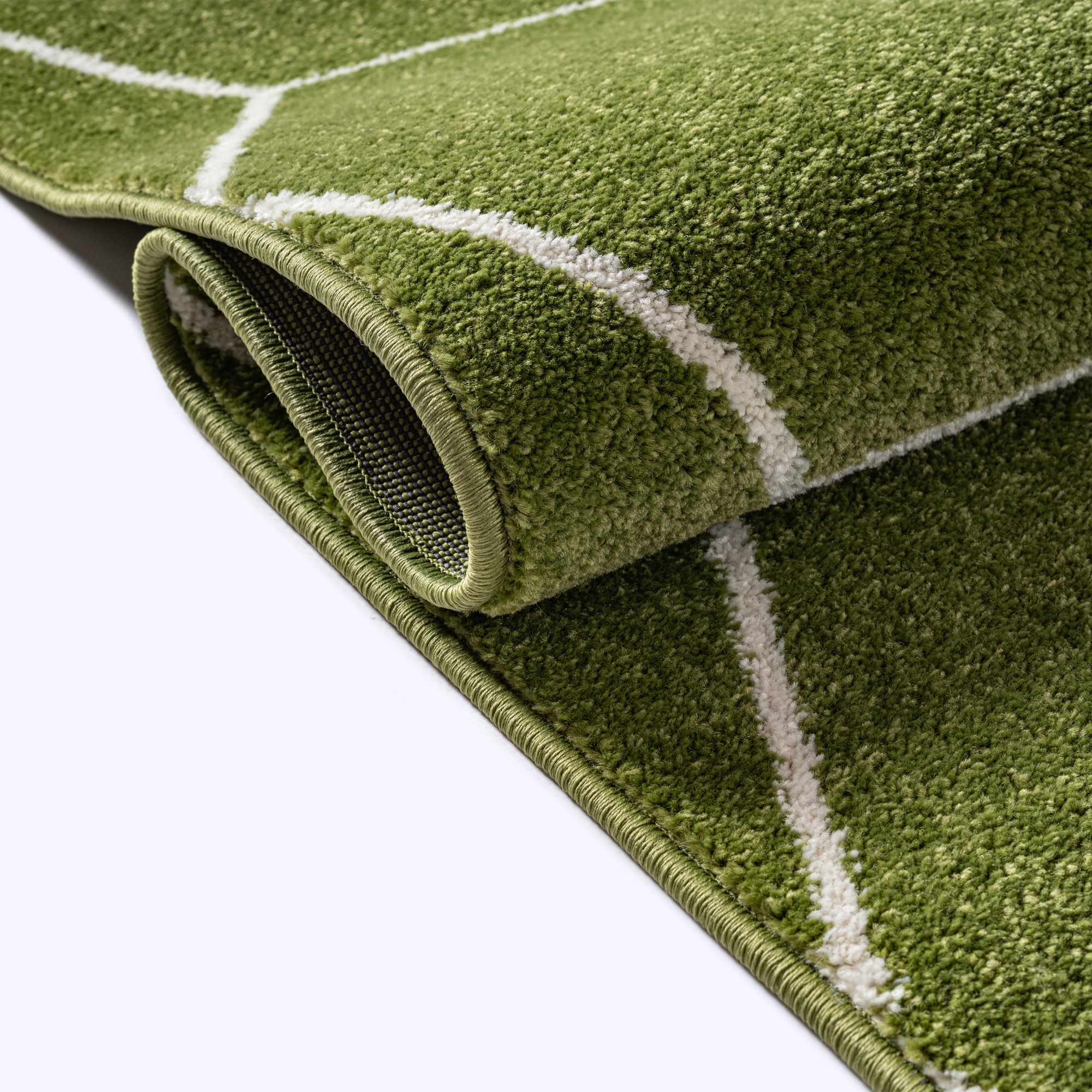 Trellis Uni Effen Laagpolig Vloerkleed Modern Groen