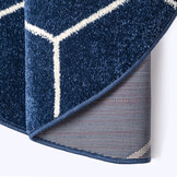 Trellis Uni Rond Laagpolig Vloerkleed Donkerblauw