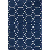 Trellis Uni Laagpolig Vloerkleed Donkerblauw