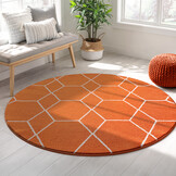 Trellis Uni Rond Laagpolig Vloerkleed Oranje