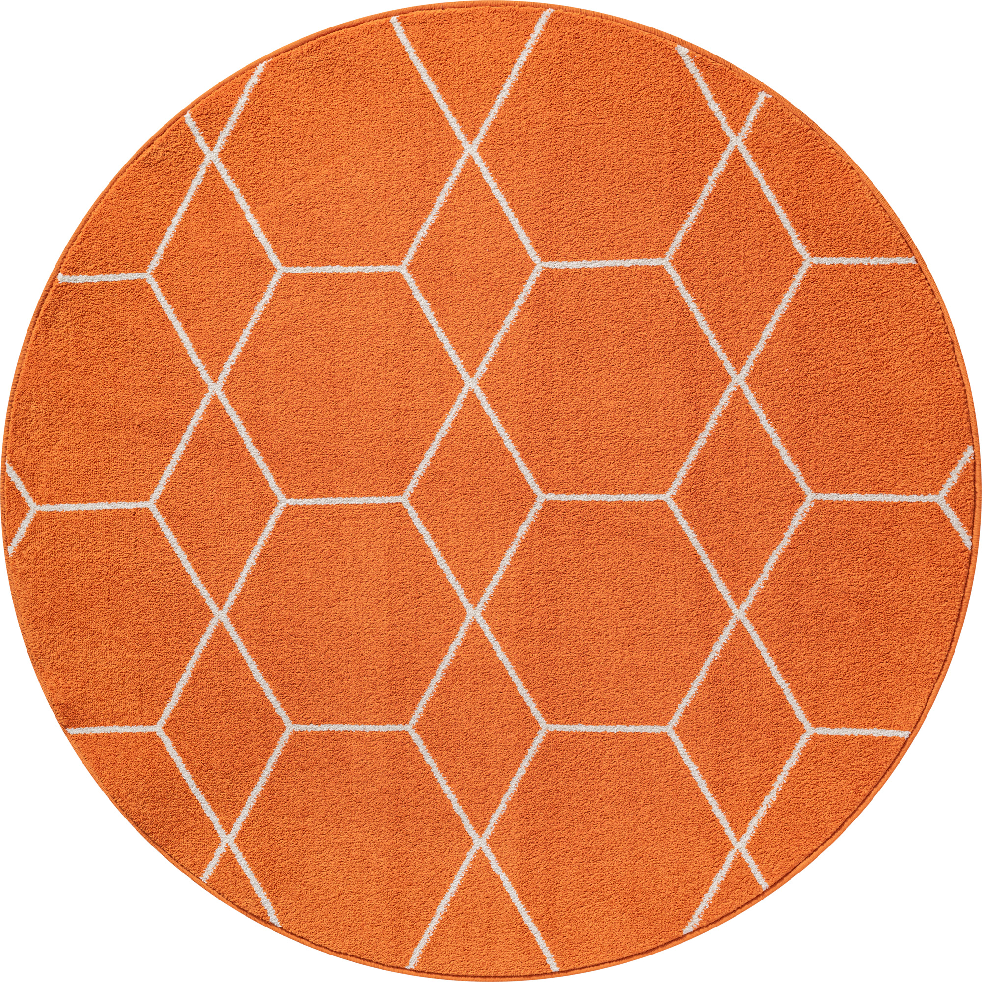 Trellis Uni Rond Laagpolig Vloerkleed Oranje