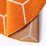Trellis Uni Rond Laagpolig Vloerkleed Oranje