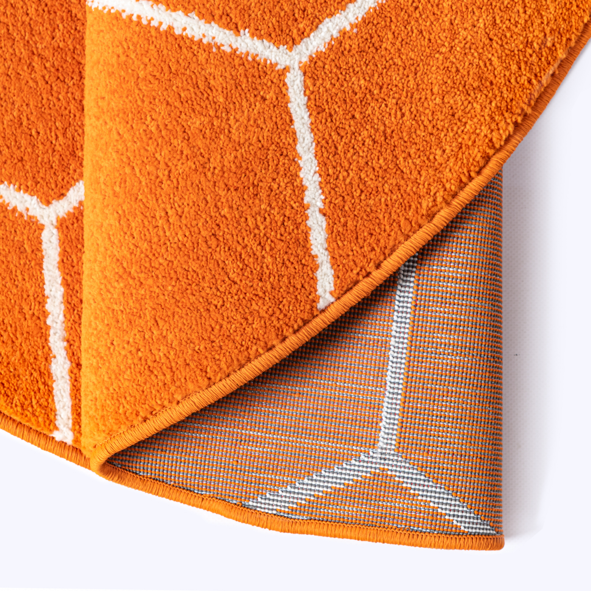 Trellis Uni Rond Laagpolig Vloerkleed Oranje