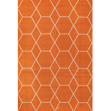 Trellis Uni Effen Laagpolig Vloerkleed Modern Oranje