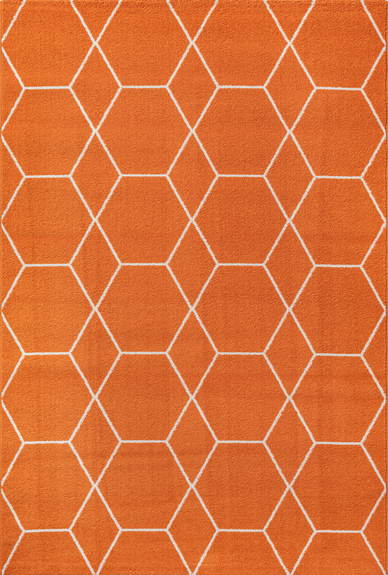 Trellis Uni Effen Laagpolig Vloerkleed Modern Oranje
