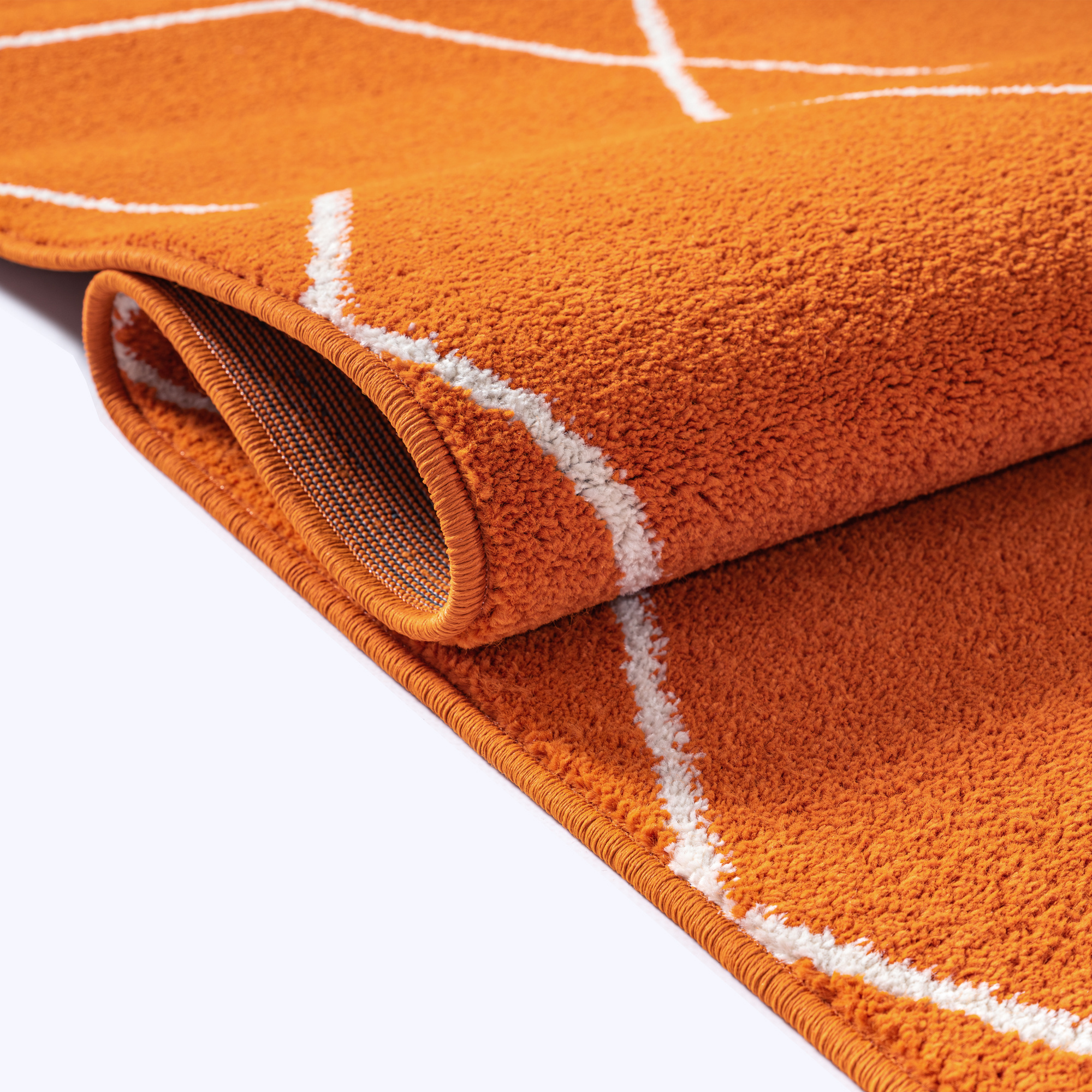 Trellis Uni Laagpolig Vloerkleed Oranje