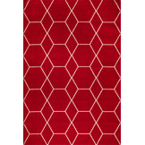 Trellis Uni Laagpolig Vloerkleed Rood