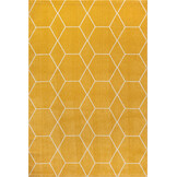 Trellis Uni Effen Laagpolig Vloerkleed Modern Geel