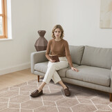 Trellis Uni Effen Laagpolig Vloerkleed Modern Beige