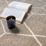 Trellis Uni Effen Laagpolig Vloerkleed Modern Beige