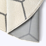 Trellis Uni Rond Effen Laagpolig Vloerkleed Modern Creme