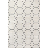 Trellis Uni Effen Laagpolig Vloerkleed Modern Creme