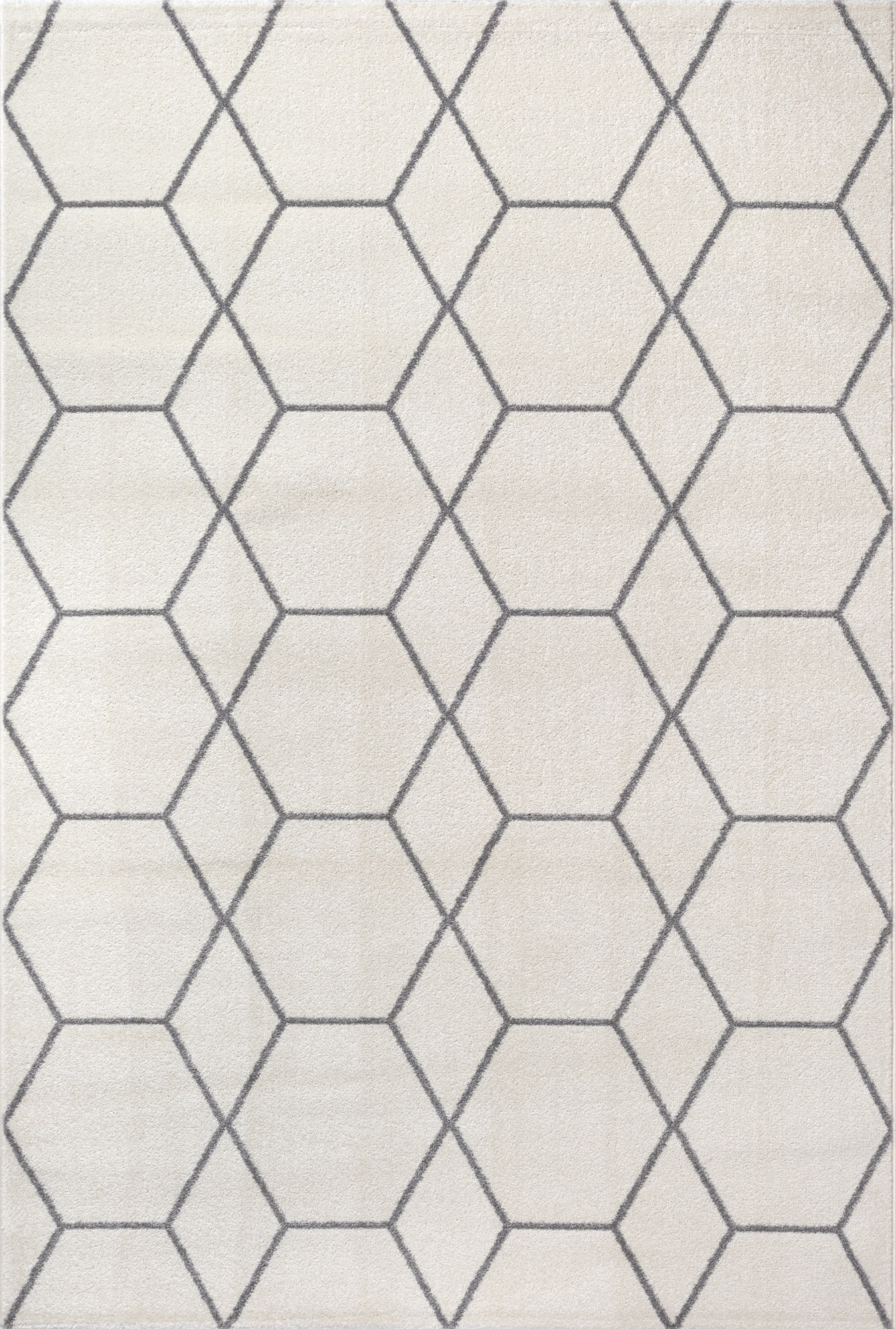 Trellis Uni Effen Laagpolig Vloerkleed Modern Creme