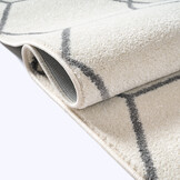 Trellis Uni Effen Laagpolig Vloerkleed Modern Creme