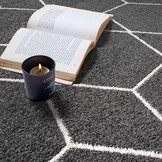 Trellis Uni Rond Effen Laagpolig Vloerkleed Modern Donker Grijs