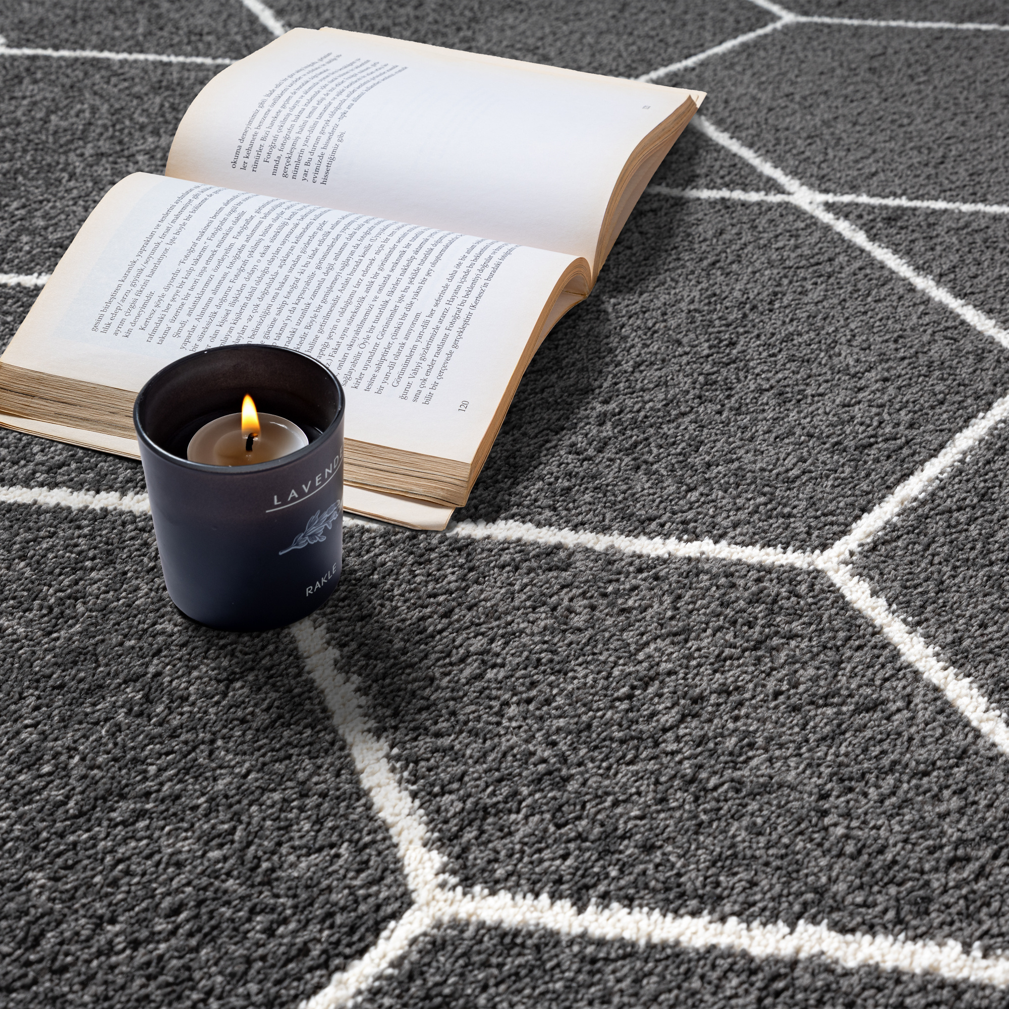 Trellis Uni Rond Effen Laagpolig Vloerkleed Modern Donker Grijs