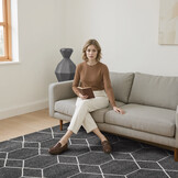 Trellis Uni Effen Laagpolig Vloerkleed Modern Donker Grijs