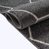 Trellis Uni Effen Laagpolig Vloerkleed Modern Donker Grijs