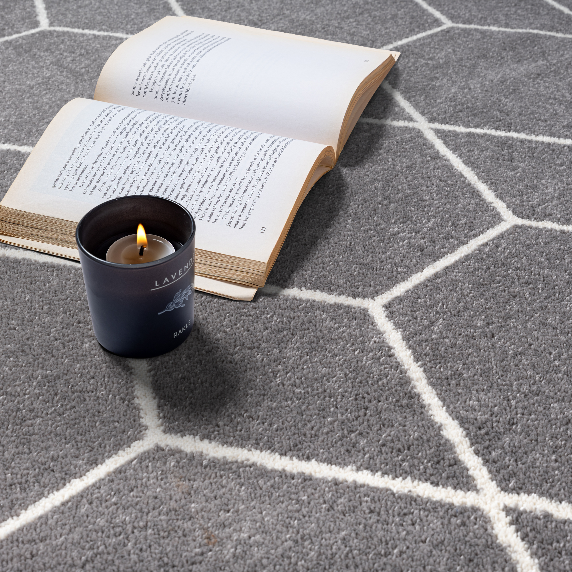 Trellis Uni Rond Effen Laagpolig Vloerkleed Modern Grijs