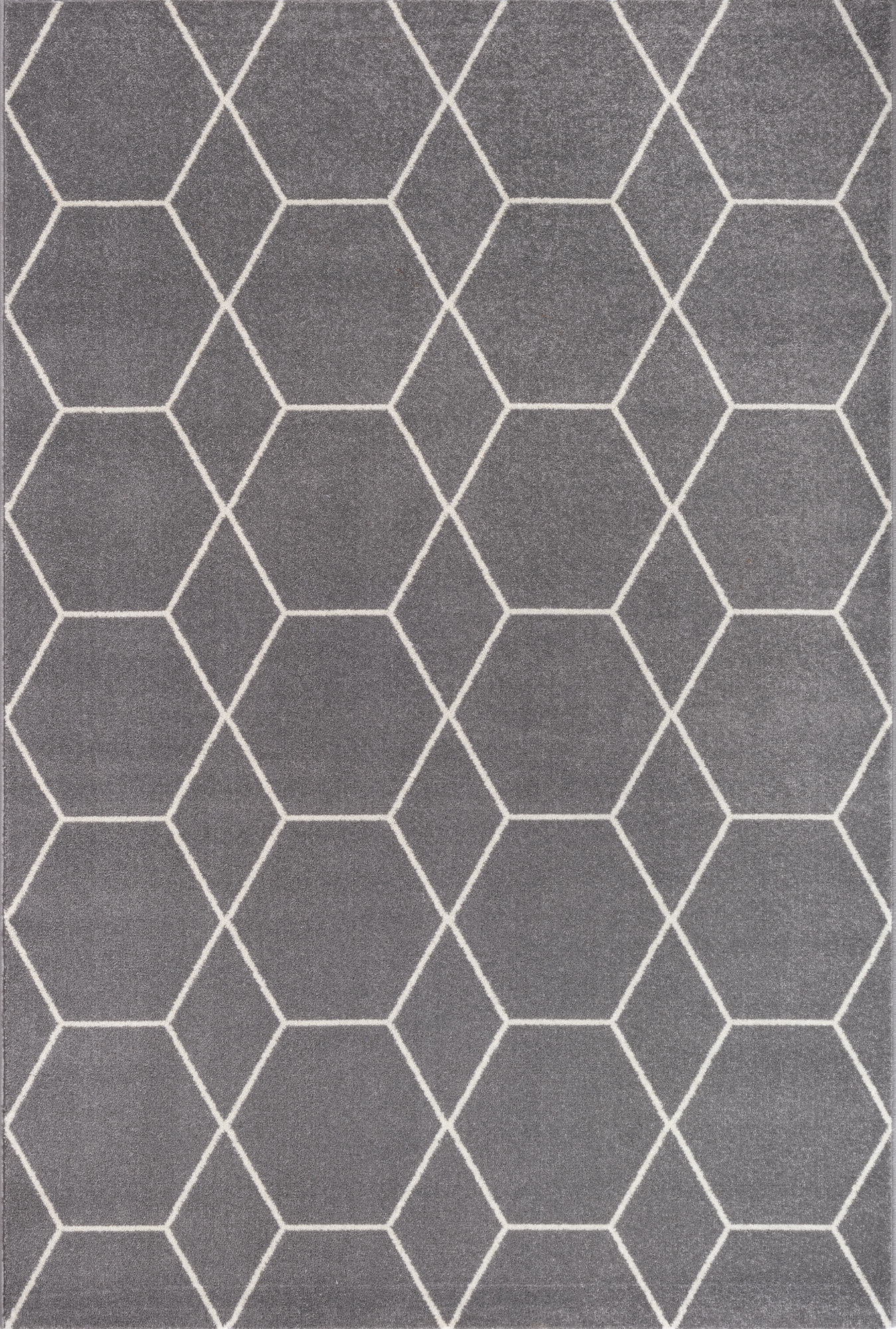 Trellis Uni Effen Laagpolig Vloerkleed Modern Grijs