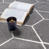 Trellis Uni Effen Laagpolig Vloerkleed Modern Grijs