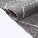 Trellis Uni Effen Laagpolig Vloerkleed Modern Grijs