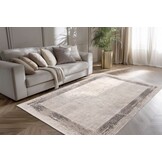 Venezia Tradizionale - Modern Vloerkleed Kader - Luxe 3D Structuur - Laagpolig - Zilver Grijs