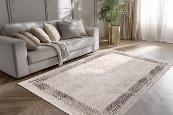 Venezia Tradizionale - Modern Vloerkleed Kader - Luxe 3D Structuur - Laagpolig - Zilver Grijs