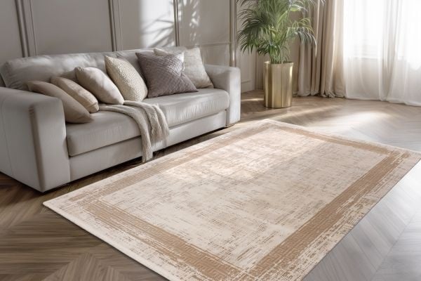 Venezia Tradizionale - Modern Vloerkleed Kader - Luxe 3D Structuur - Laagpolig - Beige