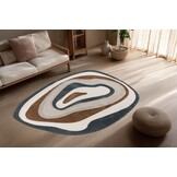 Livorno Japandi – Modern Organisch Vloerkleed - Luxe 3D Laagpolig - Terra Creme Beige