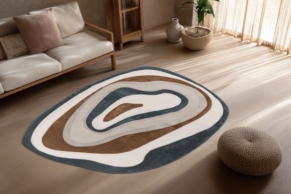 Livorno Japandi – Modern Organisch Vloerkleed - Luxe 3D Laagpolig - Terra Creme Beige