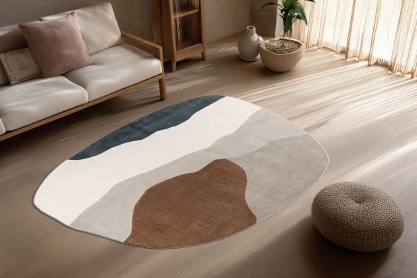 Livorno – Modern Organisch Vloerkleed - Luxe 3D Laagpolig - Multi Creme Terra