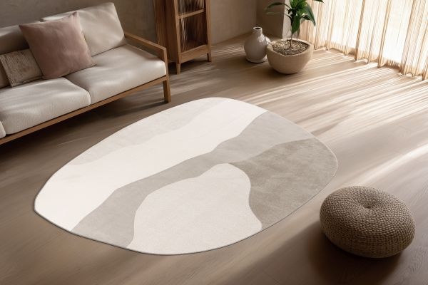 Livorno – Modern Organisch Vloerkleed - Luxe 3D Laagpolig - Creme Beige