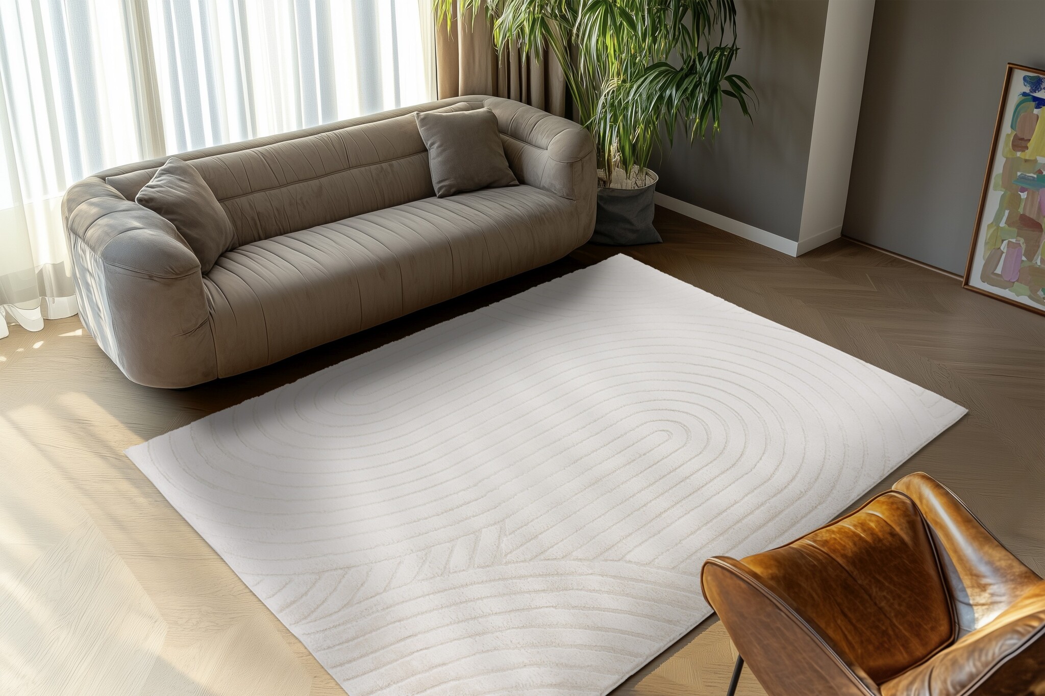 Japandi - Fluffy Vloerkleed - Creme - 80x150cm