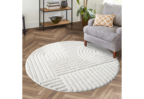 Japandi - Rond - Hoogpolig - Fluffy  - 200cm Rond - Creme