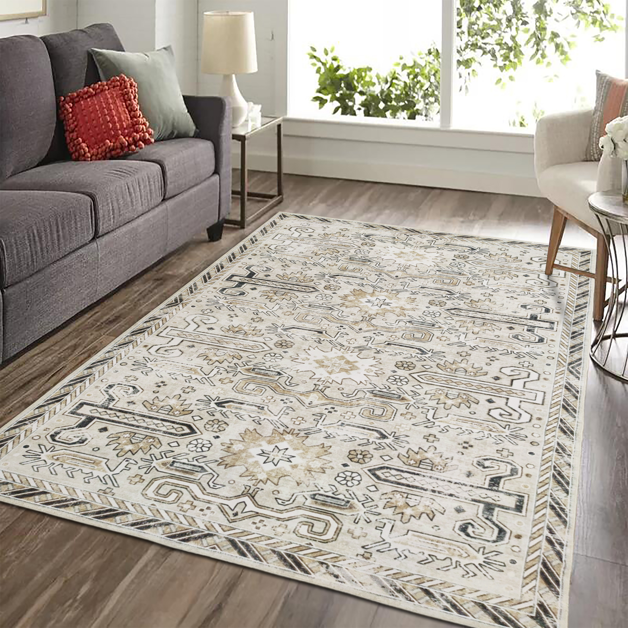 Oriental Vintage 160x230cm Vloerkleed Wasbaar Creme