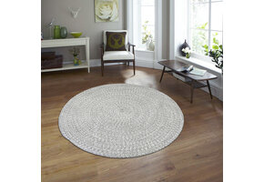 Corda Buitenkleed - Gevlochten - Handgemaakt - Rond - In & Outdoor Vloerkleed - Weerbestendig - Lichtgrijs