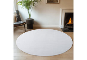 JOY Effen Soft Rond Vloerkleed – 100% Polyester – Anti-Slip - Wit