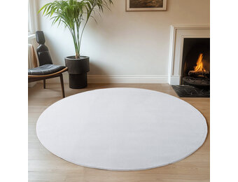 JOY Effen Soft Rond Vloerkleed – 100% Polyester – Anti-Slip - Wit
