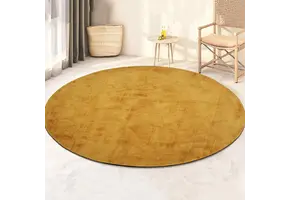 Viscose Rond Vloerkleed Laagpolig Geel