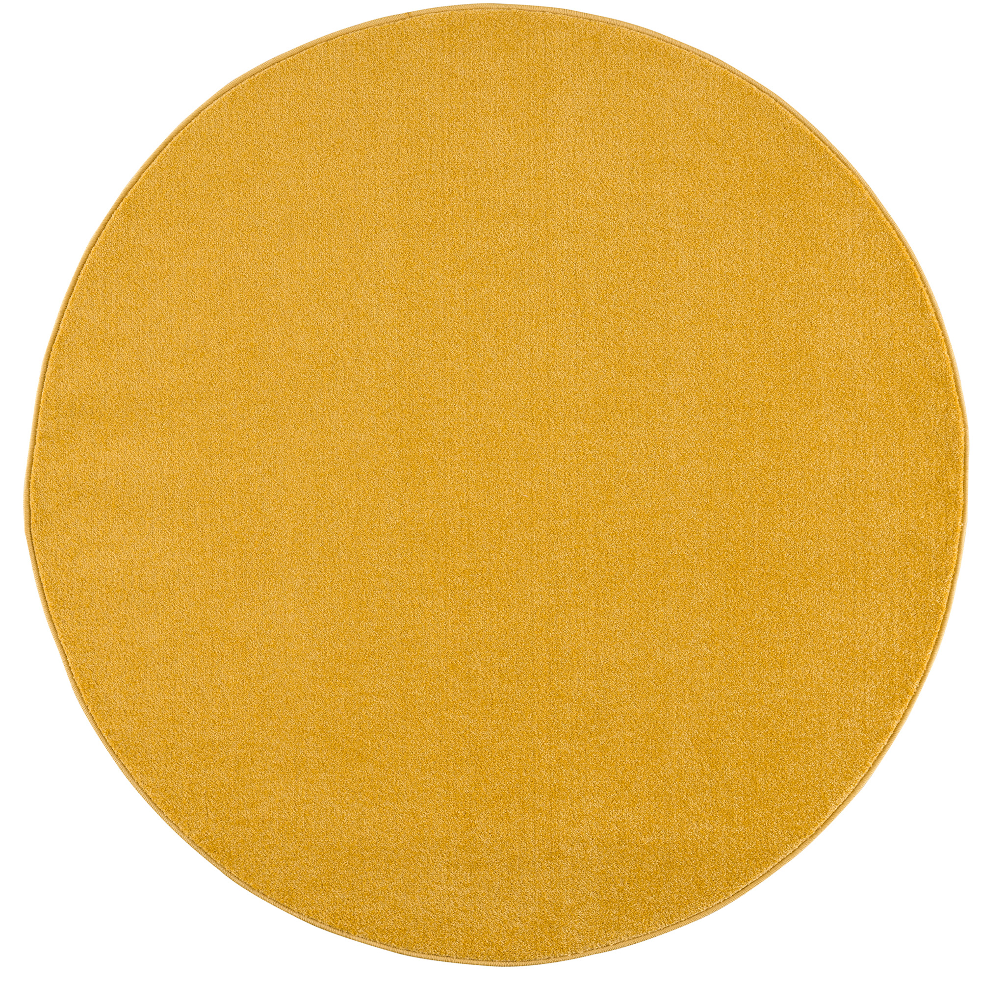 Uni Rond Geel Vloerkleed – Modern Laagpolig Effen Tapijt