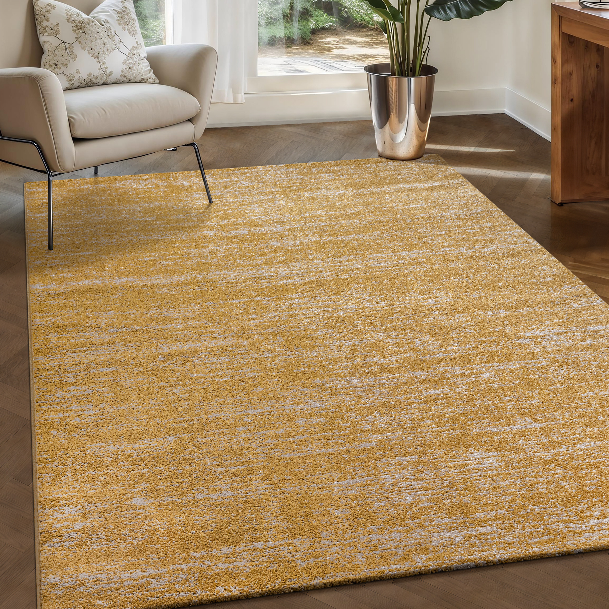 Relax Oslo - Laagpolig Effen Vloerkleed - Modern Tapijt - Geel Goud