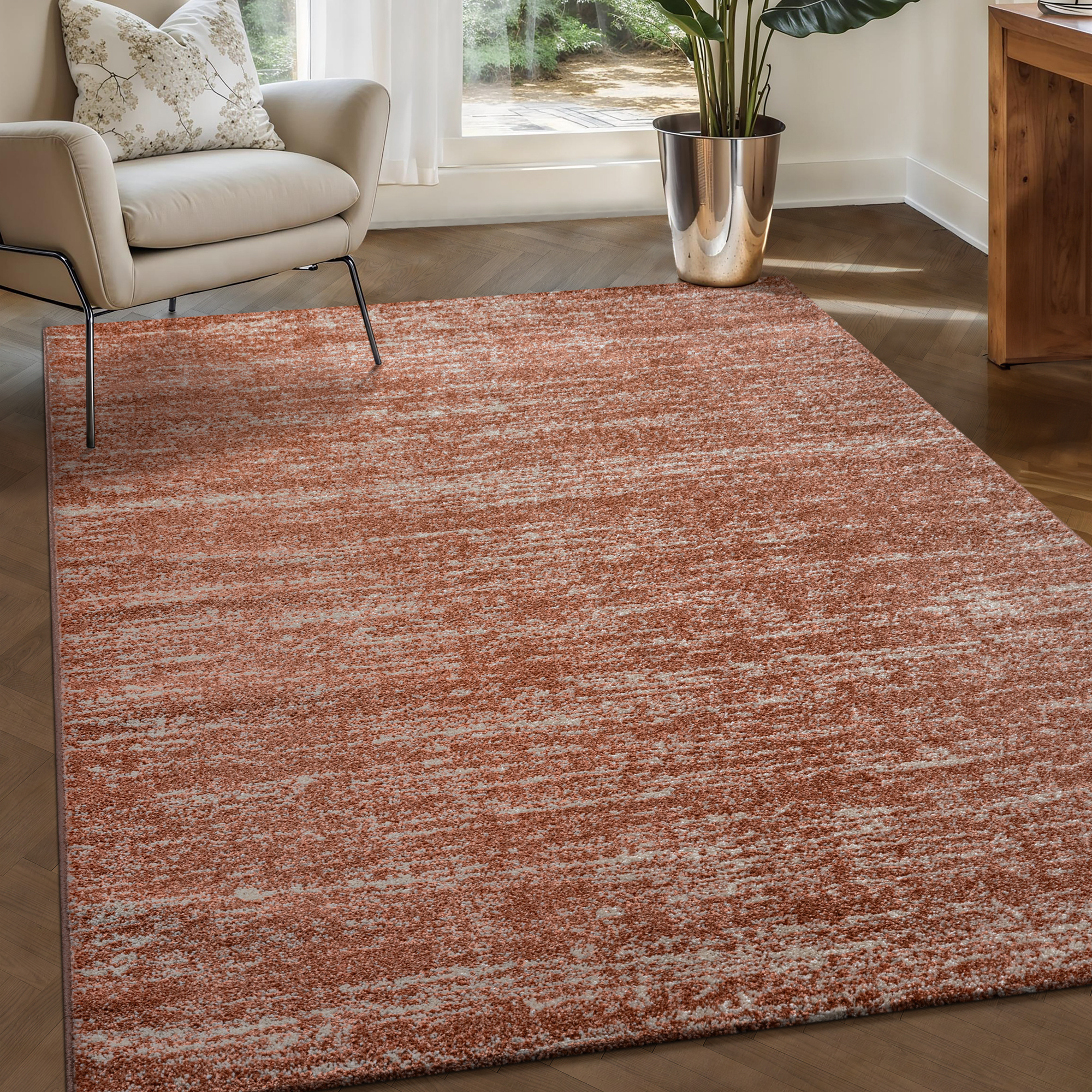 Relax Oslo - Laagpolig Vierkant Vloerkleed - Modern Tapijt - Terra Oranje