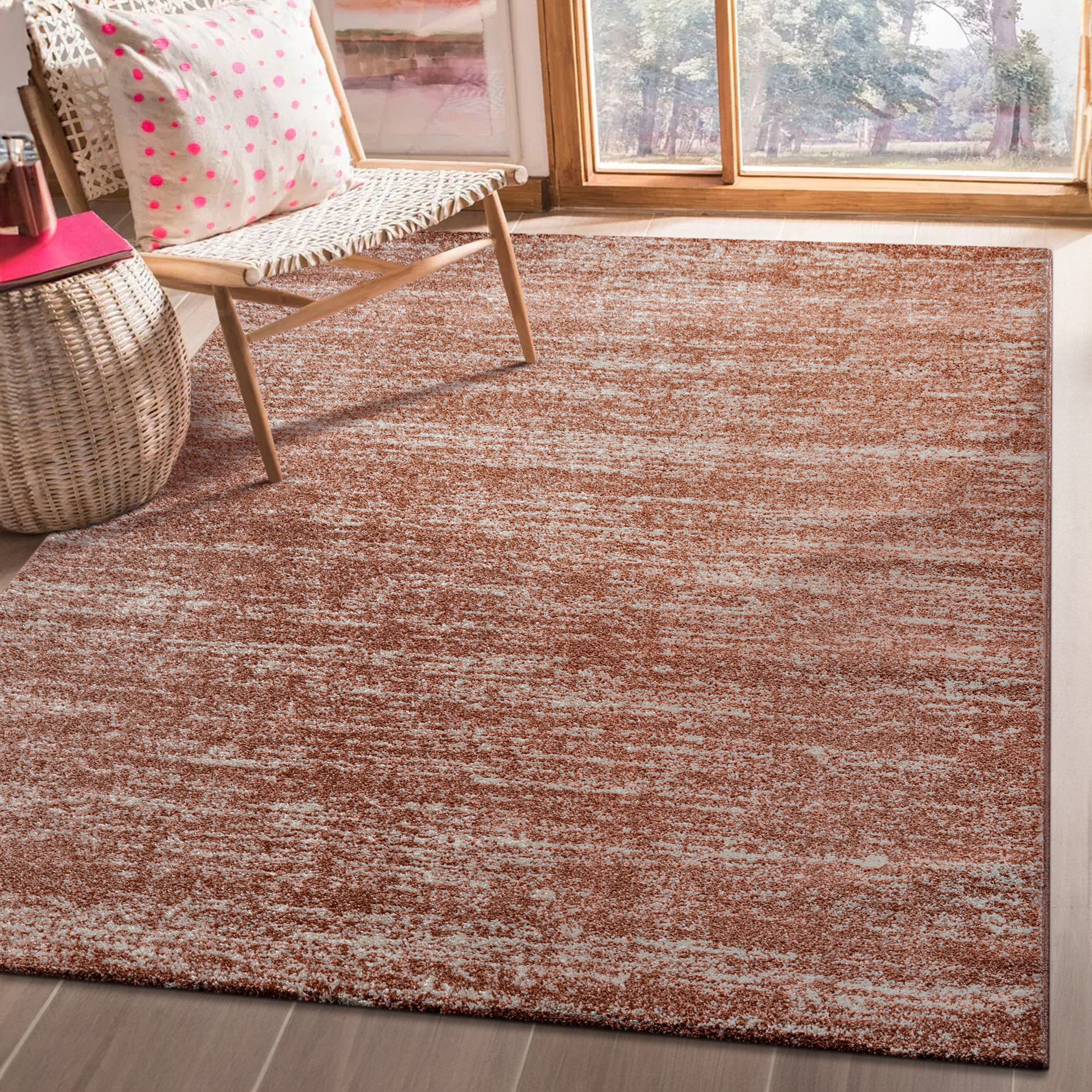 Relax Oslo - Laagpolig Vierkant Vloerkleed - Modern Tapijt - Terra Oranje