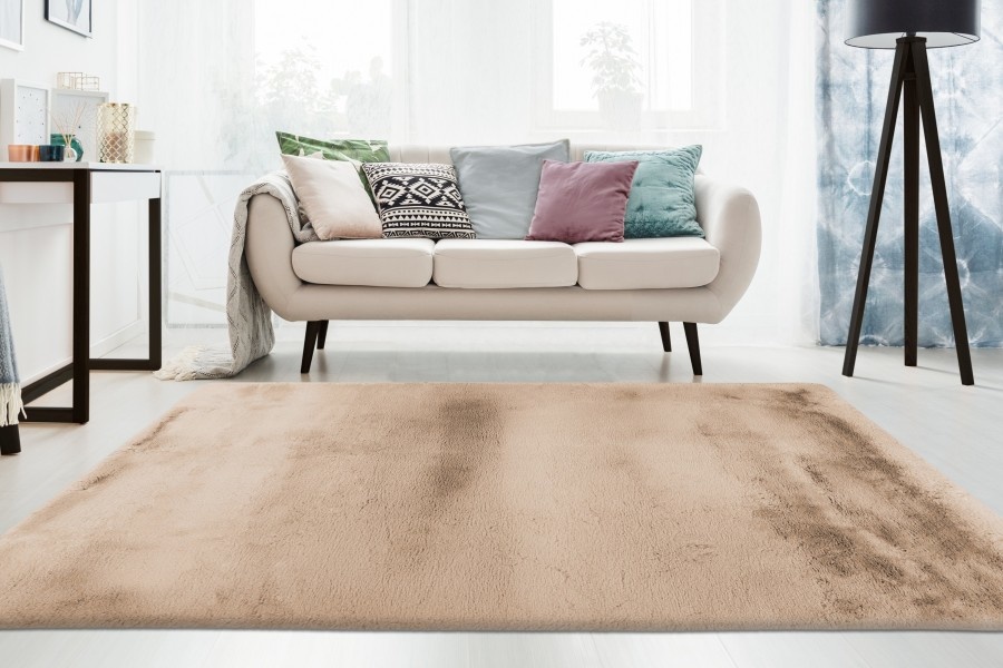 Comfy Fluffy - Effen Hoogpolig - Modern Vloerkleed - Beige